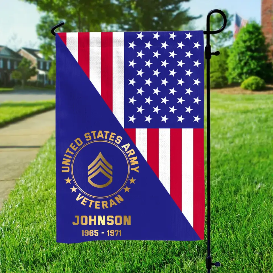 Personalized US Military Rank US Flag Garden Flag Printed KVH23805