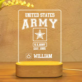 Personalized United States U.S Soldier/ Veteran Rank Led Lamp Printed QTDT1201