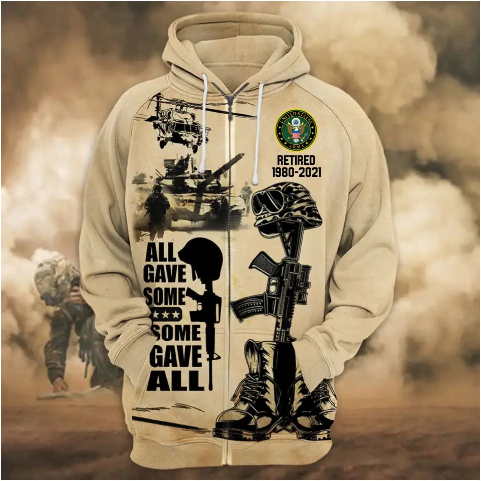 Personalized US Veterean All Gave Some Some Gave All Zip Hoodie 3D Printed 231752AHVQ