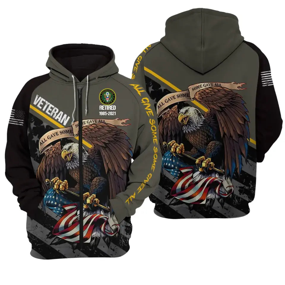 Personalized US Veterean All Gave Some Some Gave All Zip Hoodie 3D Printed KVH231751