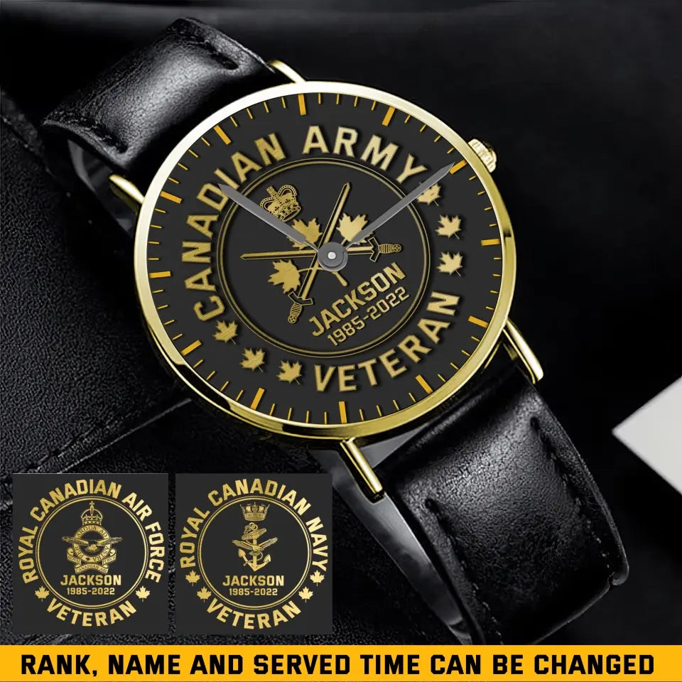 Personalized Canadian Army Logo Custom Name & Served Time Women Watch Printed KH24591