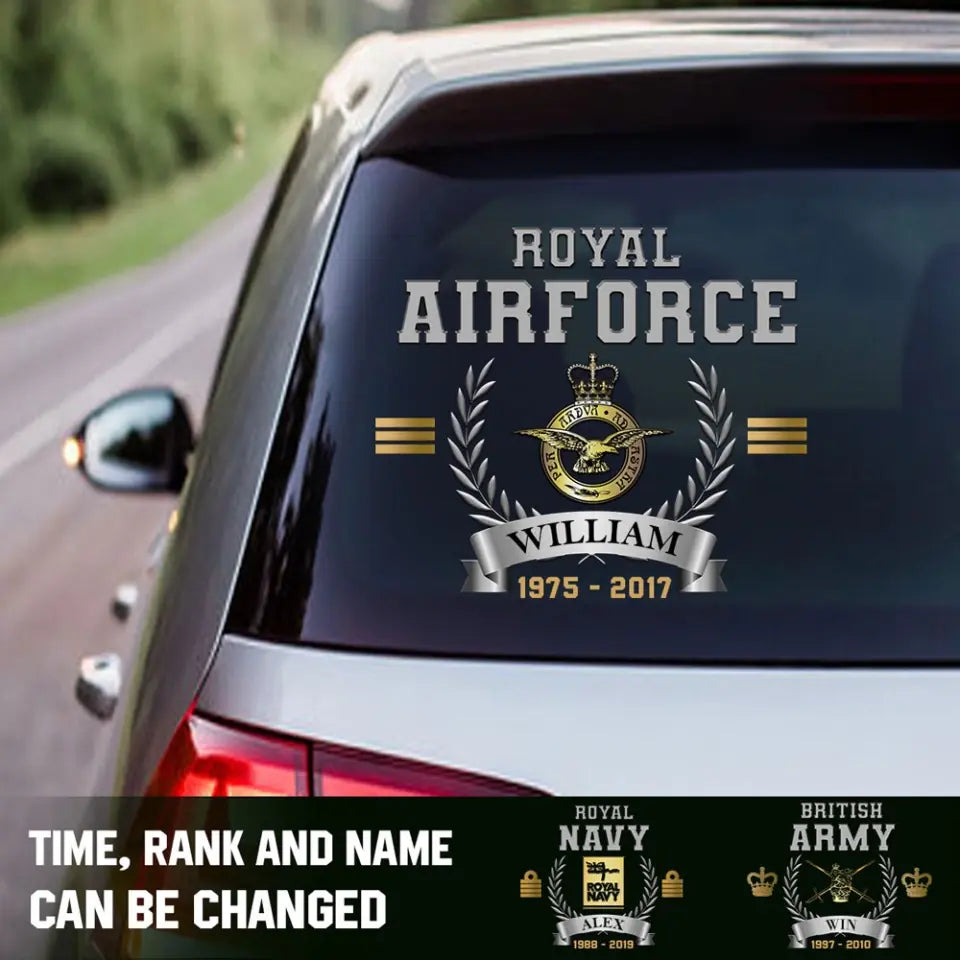 Personalized United Kingdom Army Logo Custom Rank & Name Decal Printed AHHN24639
