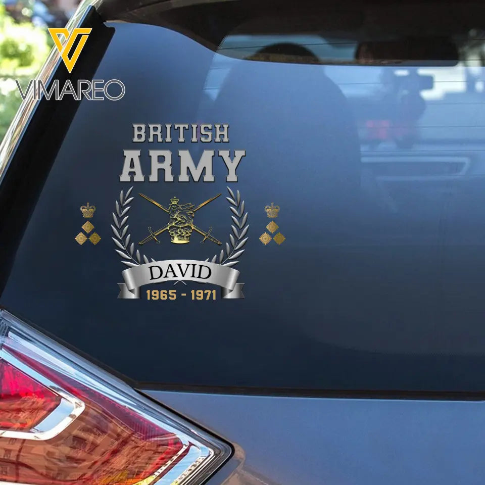 Personalized United Kingdom Army Logo Custom Rank & Name Decal Printed AHHN24639