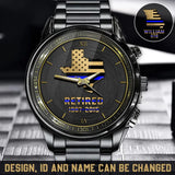 Personalized US State Flag Retired Police Custom ID Watch Printed QTHN24651