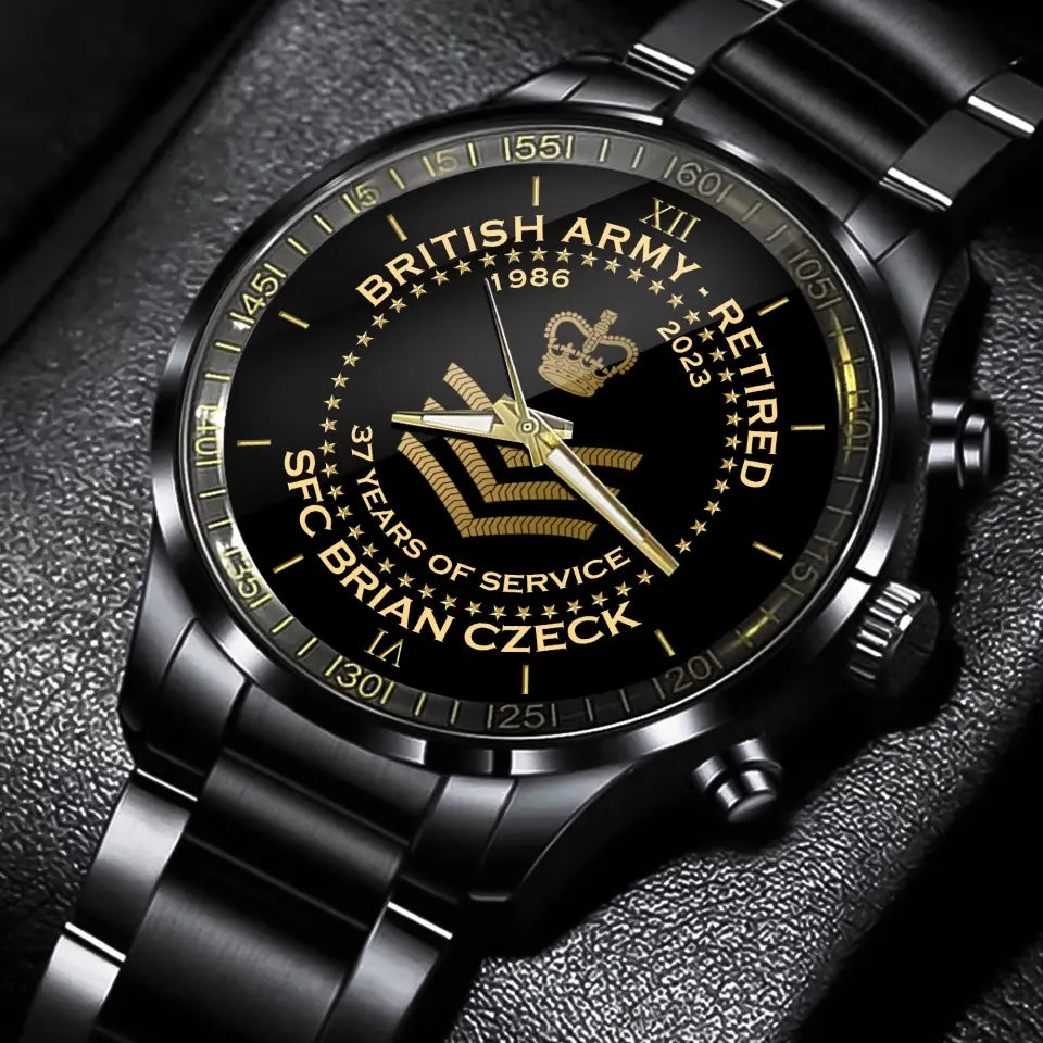 Personalized British Army Retired Custom Served Time & Name Watch Printed AHVA24696
