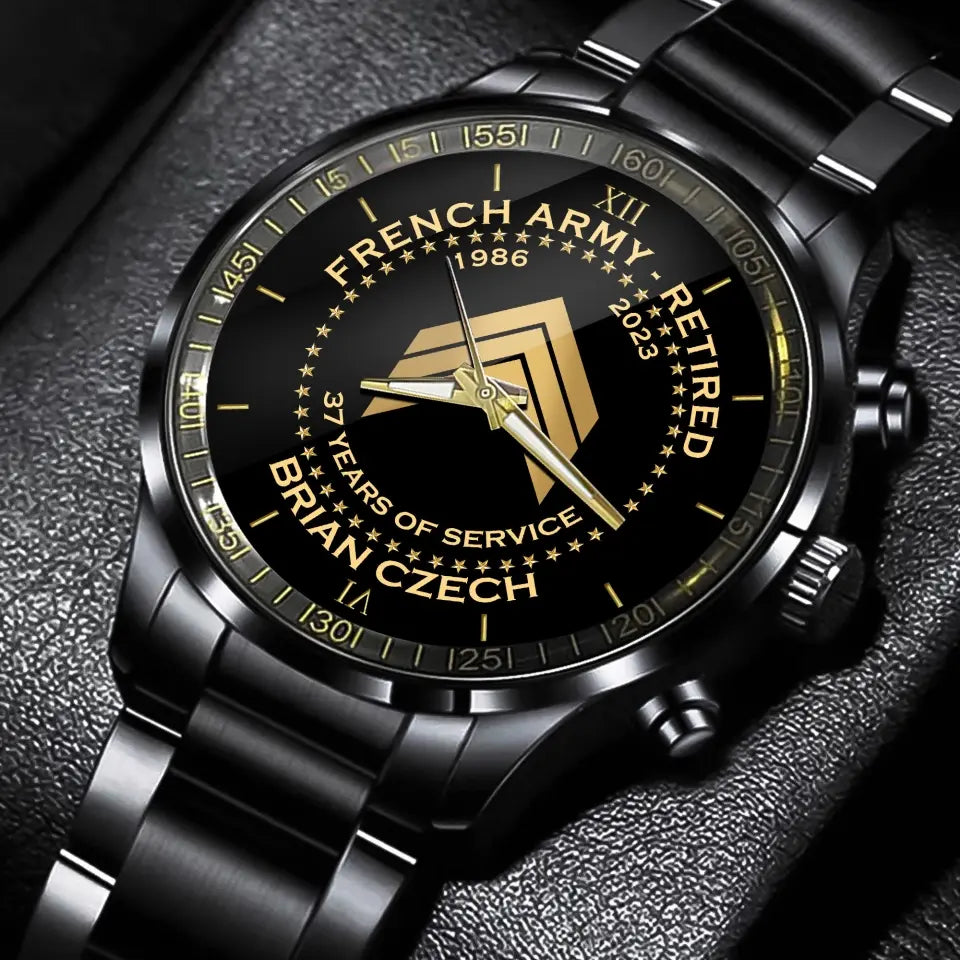 Personalized France Army Retired Custom Served Time & Name Watch Printed AHVA24696