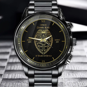 Personalized Police Officer Custom Department Served Time & Name Watch Printed QTHN24701