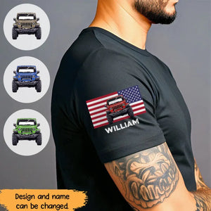 Personalized US Flag Jeep Lovers Custom Name T-shirt Printed HN24706