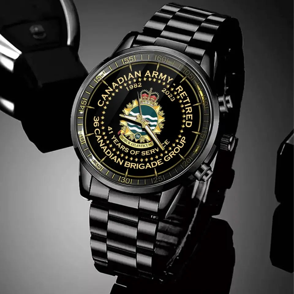 Personalized Canadian Army Retired Branch Logo Custom Served Time Watch Printed AHVQ24702