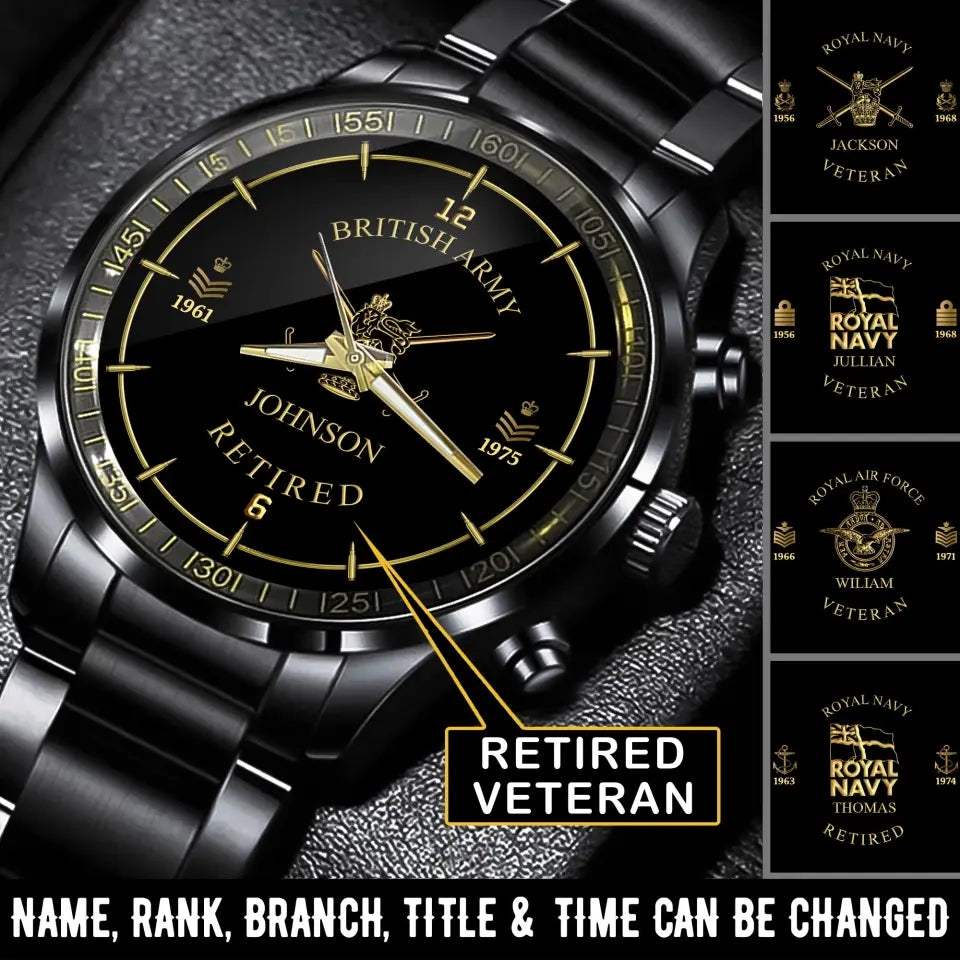 Personalized British Army Retired Custom Name & Rank Watch Printed AHVA24707