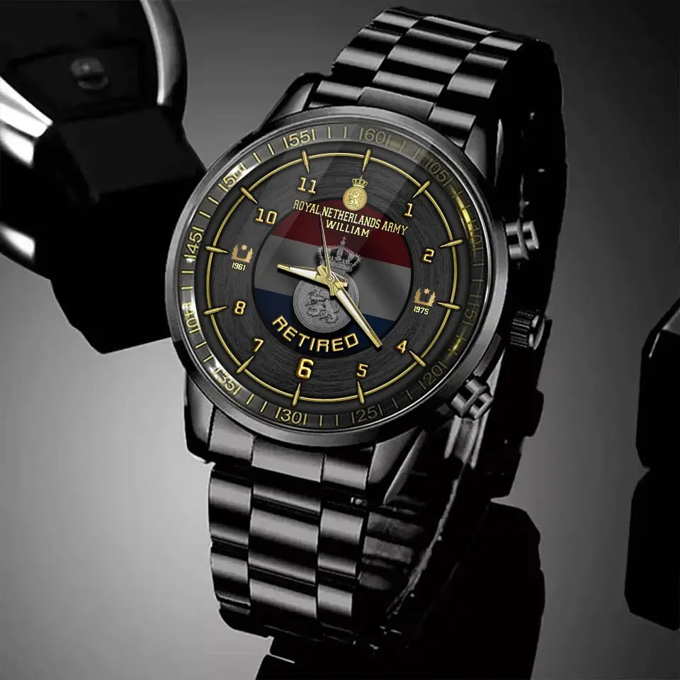 Personalized Retired Netherlands Army Custom Name Watch Printed AHVA24747