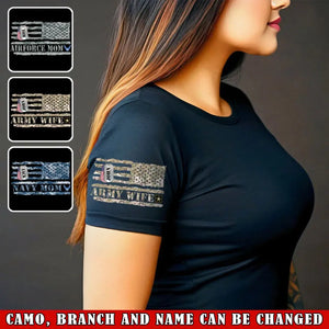 Personalized US Army Wife Custom Name Woman T-shirt Printed QTLVA24766