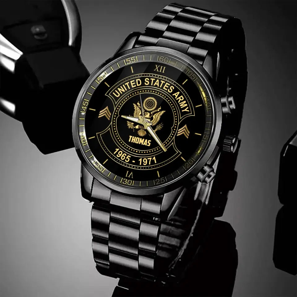 Personalized US Army Veteran Custom Rank & Name Watch Printed AHVA24793