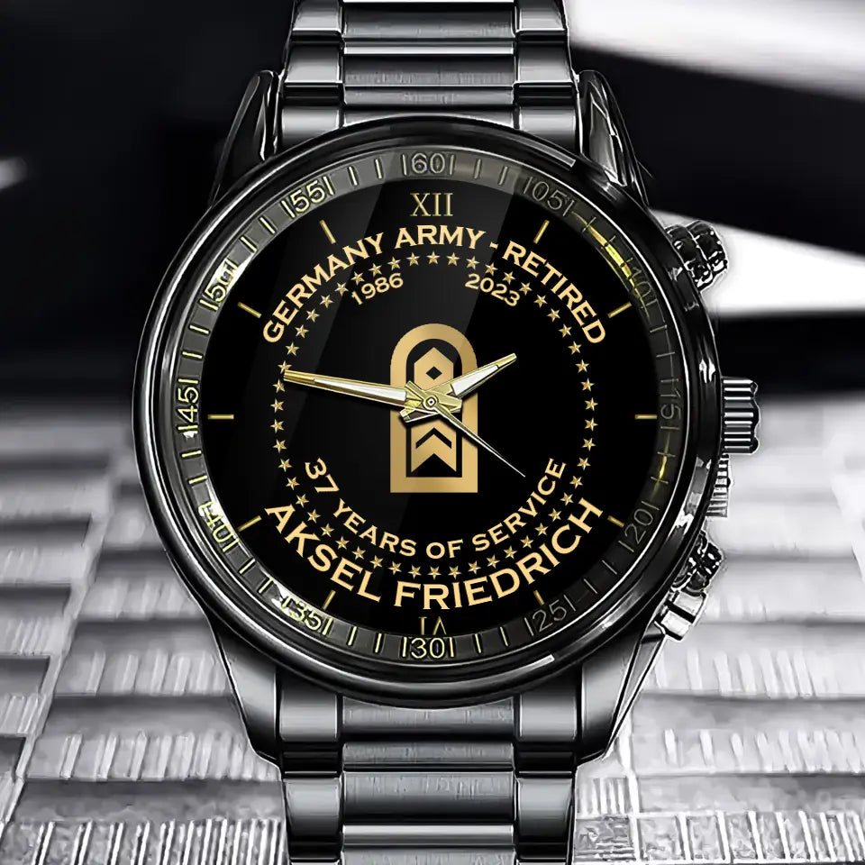 Personalized Germany Army Retired Custom Served Time & Name Watch Printed AHVA24696
