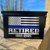 Personalized Retired US Police Thin Blue Line Custom Time Ammo Box Printed VQ24879
