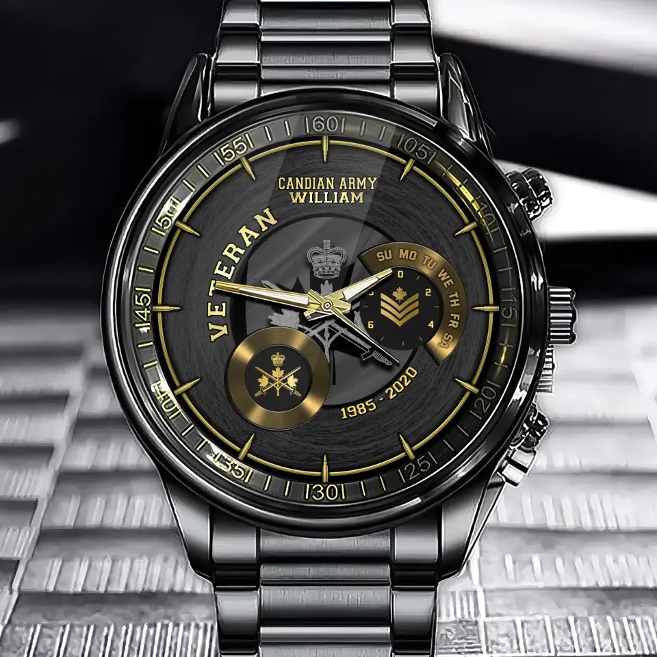 Personalized Canadian Army Logo Custom Rank & Name Watch Printed AHVQ24886