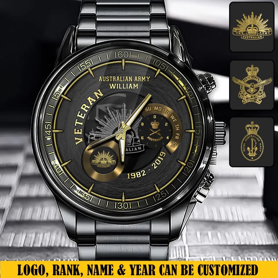 Personalized Australian Army Logo Custom Rank & Name Watch Printed AHVQ24886