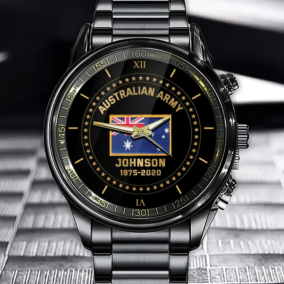 Personalized Australian Army Flag Custom Name & Time Watch Printed VQ24892