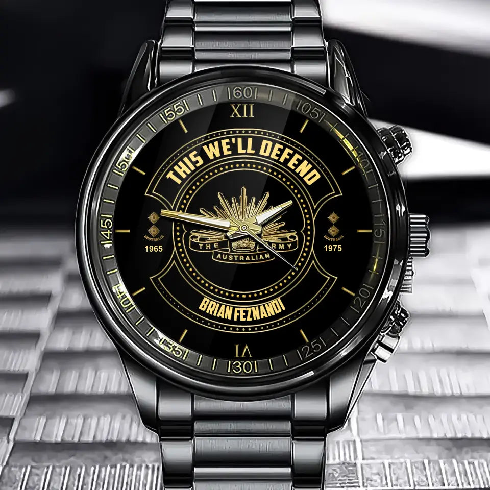 Personalized This We'll Defend The Australian Army Custom Rank & Name Number Watch AHVA24898