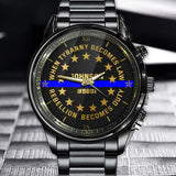 Personalized When Tyranny Becomes Law Rebellion Becomes Duty Blue Line Police Custom Name & ID Watch QTVQ24914