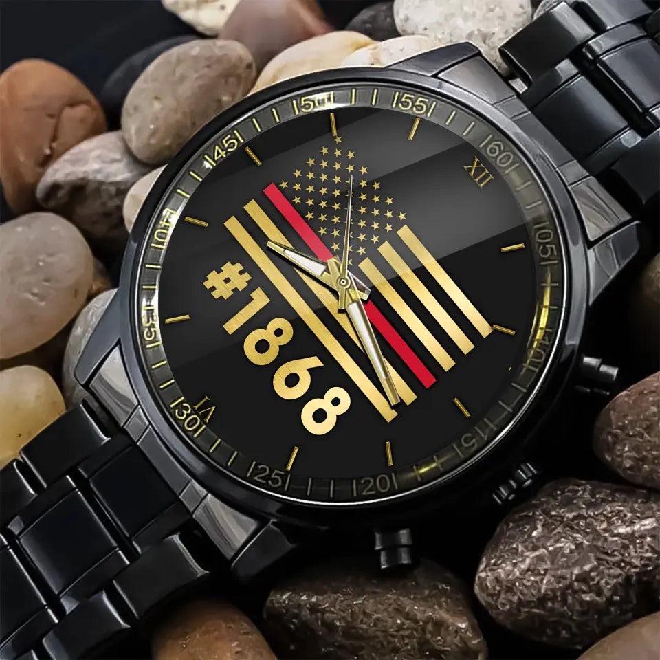 Personalized US Flag Firefighter Custom ID Watch Printed KVH24936