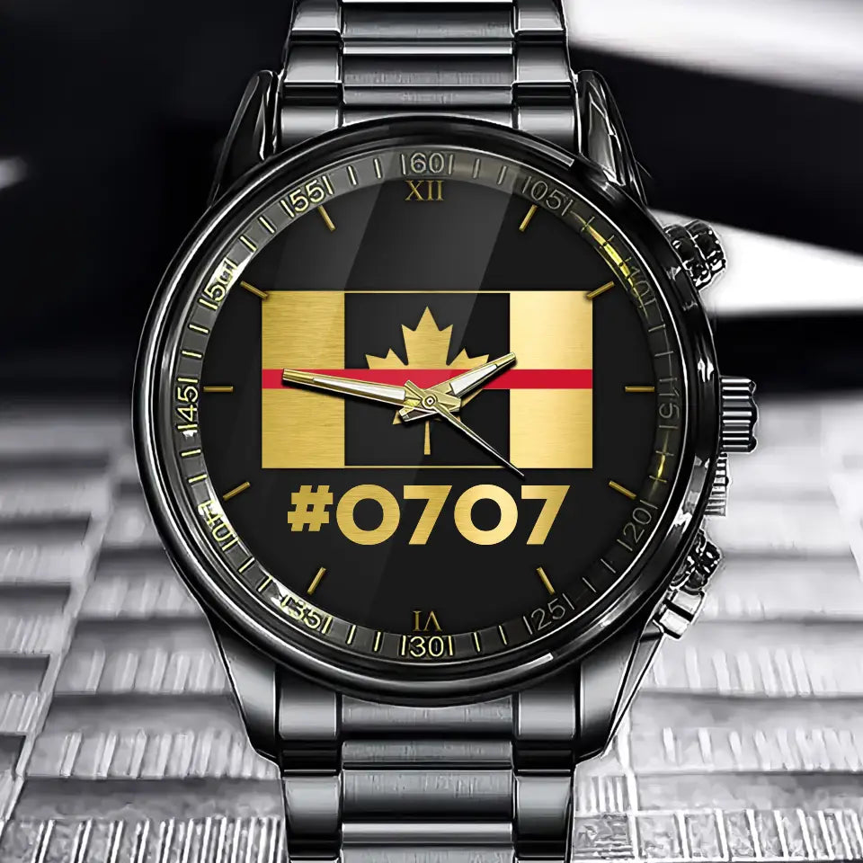 Personalized Canadian Flag Firefighter Custom ID Watch Printed KVH24936