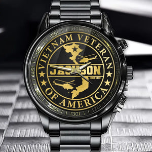 Personalized Vietnam Veteran Of America Custom Name & Time Watch Printed QTKH24952