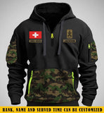 Personalized Swiss Veteran Custom Name Rank Camo & Time Quarter Zip Hoodie 2D Printed KVH24968