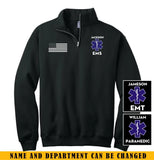 Personalized EMS US Flag  Custom Name Medical Gift Stand Collar Zipper Sweatshirt 2D Printed KVH241020