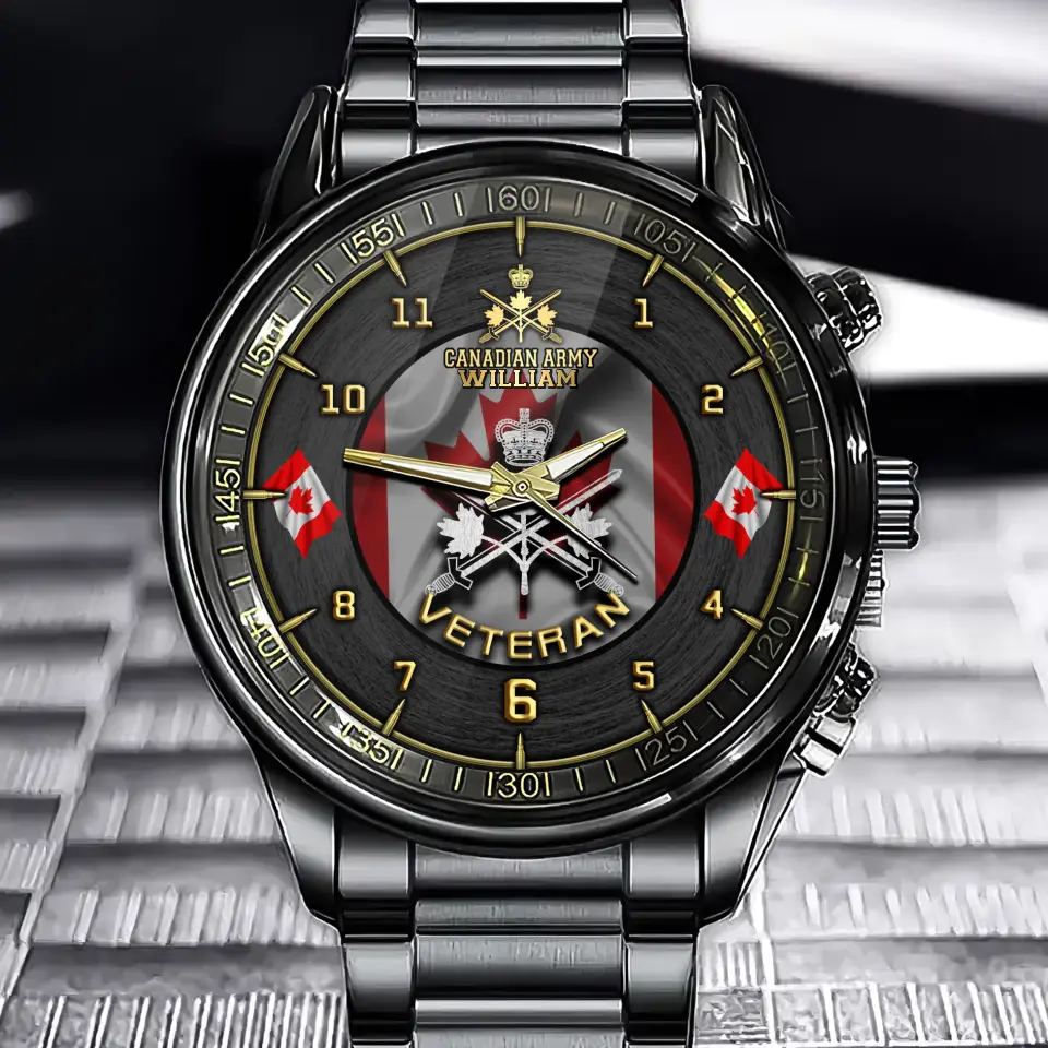 Personalized Canadian Army Logo Canadian Veteran Custom Name Watch Printed AHHN241019