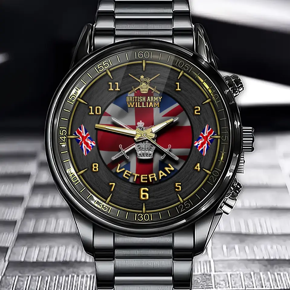 Personalized UK Army Logo UK Veteran Custom Name Watch Printed AHHN241019