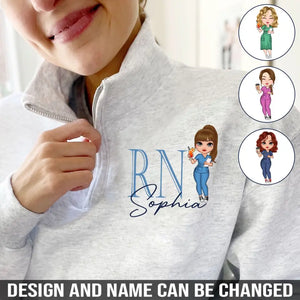 Personalized Nurse Job Title Gift For Nurse Stand Collar Zipper Sweatshirt 3D Printed HN241026