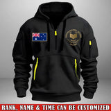 Personalized Australian Army Retired Rank Gold Custom Name & Service Time Quarter Zip Hoodie 2D Printed AHVA241028