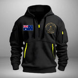 Personalized Australian Army Retired Rank Gold Custom Name & Service Time Quarter Zip Hoodie 2D Printed AHVA241028