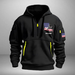 Personalized US State Map Welder Custom Name Quarter Zip Hoodie 2D Printed KVH241029