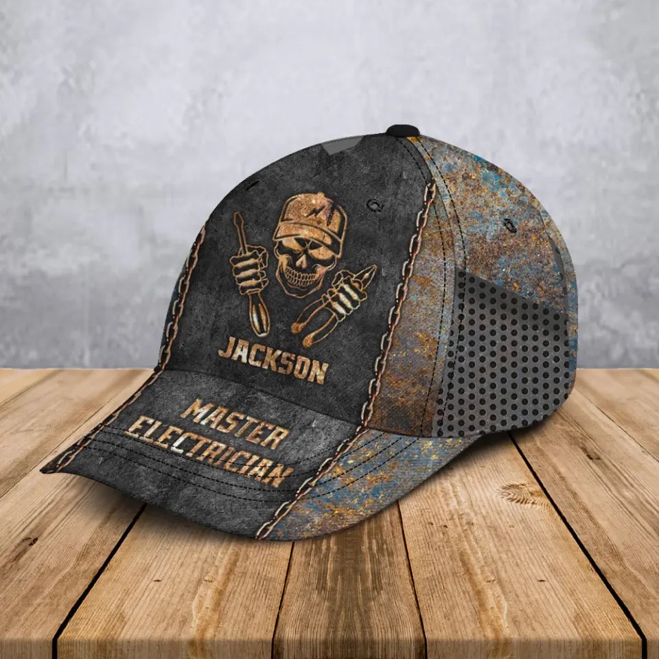 Personalized Master Electrician Custom Name Cap 3D Printed LVA241037