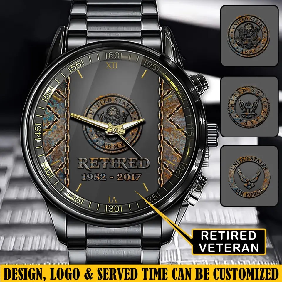 Personalized Retired Canadian Army Custom Served Time Watch Printed QTVQ241042