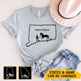 Personalized Horse Girl US State Map Custom Name T-shirt Printed VA241046