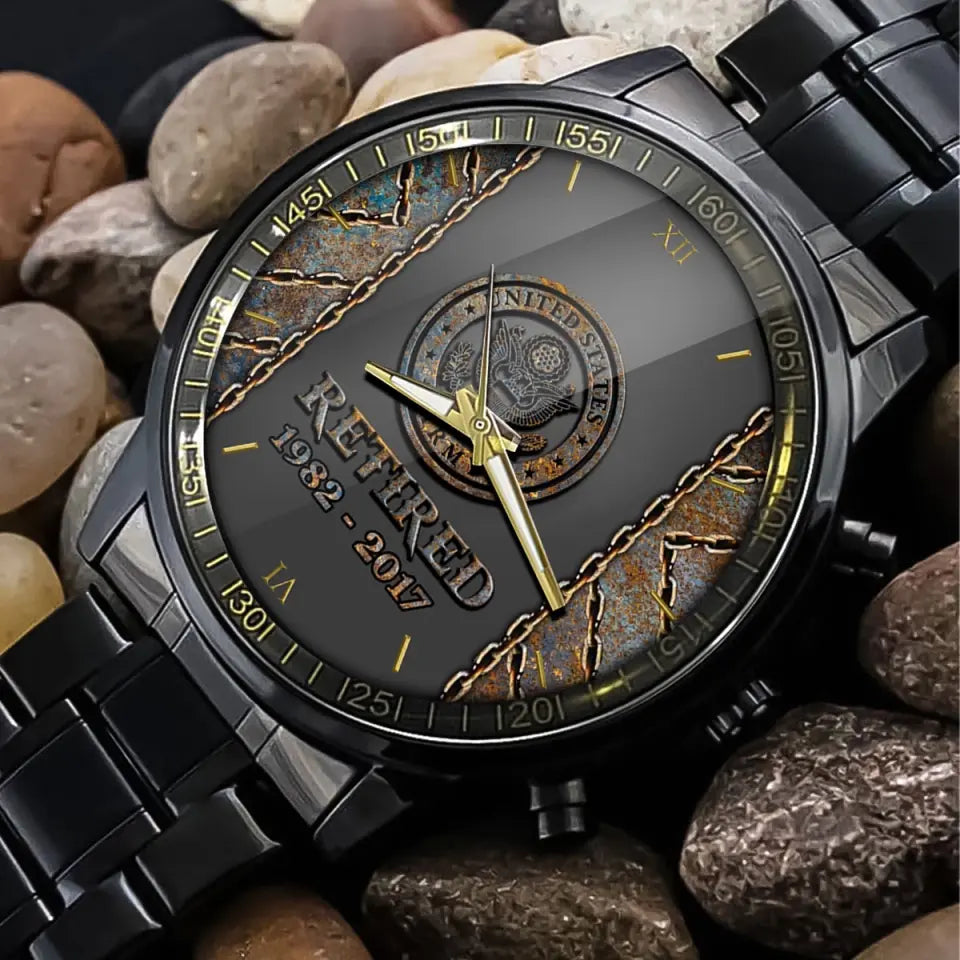 Personalized Retired US Army Custom Served Time Watch Printed QTVQ241042