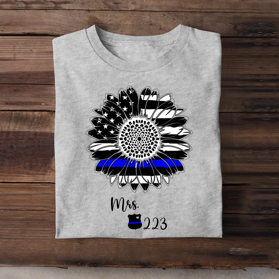 Personalized Sunflower US Police Wife Custom ID T-shirt Printed QTHN241056