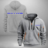 Personalized US Police Flag Custom Name Quarter Zip Hoodie 2D Printed KVH241057