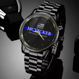 Personalized US Flag Blue Line Custom Name & Department Watch Printed QTKH241052