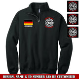 Personalized German Firefighter Custom Name & Department Stand Collar Zipper Sweatshirt 2D Printed VQ241058