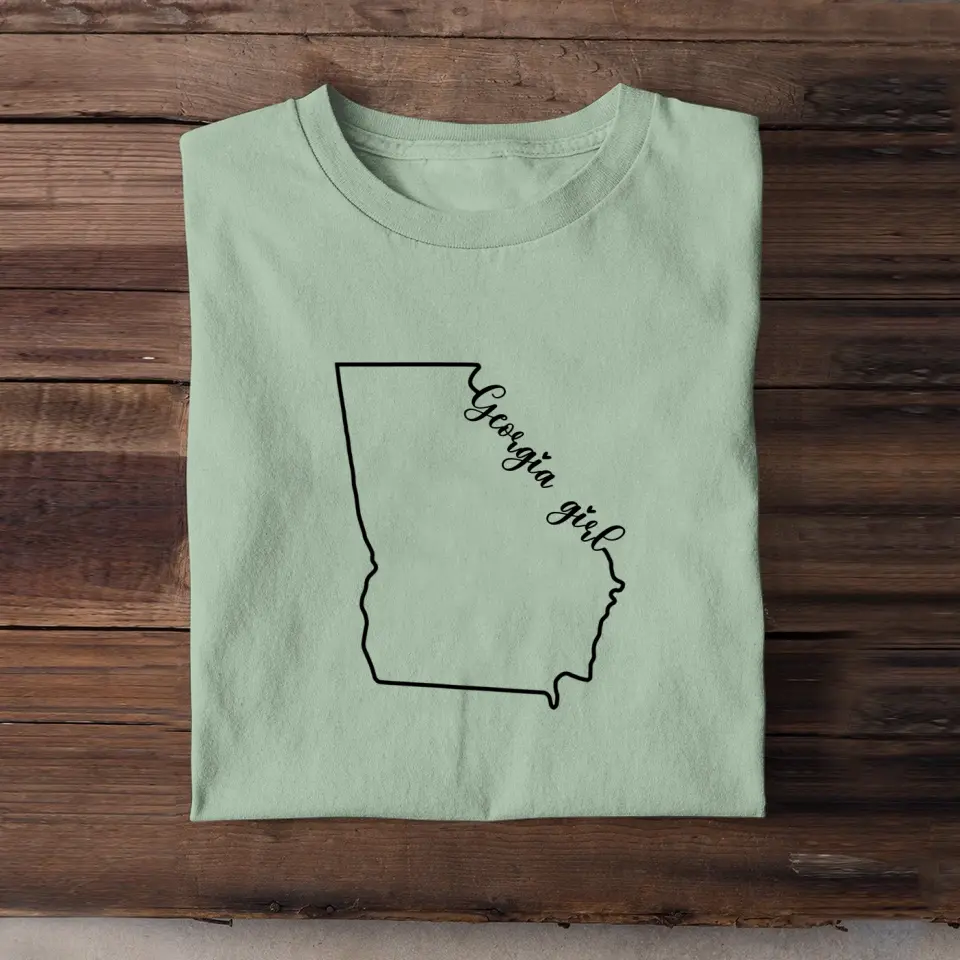 Personalized US State Girl Map T-shirt Printed HN241078
