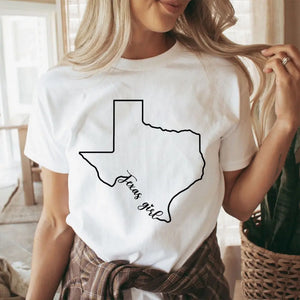 Personalized US State Girl Map T-shirt Printed HN241078