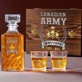 Personalized Canadian Army Rank Gold Custom Name & Time Decanter Set with Glasses Printed AHVQ241109