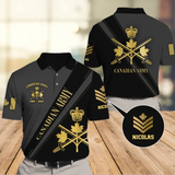 Personalized Canadian Army Logo Rank Gold Custom Name & Time Polo Shirt Printed AHVA241150