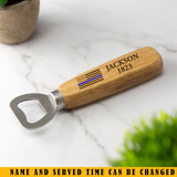 Personalized US Police Flag Blueline Custom Name & ID Wooden Bottle Opener Printed KVH1160