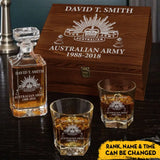 Personalized Australian Army Logo Custom Rank, Name & Service Time Decanter Set with Glasses Printed KVH241168