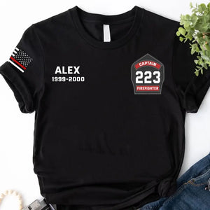 Personalized US Firefighter Flag Custom Name & Time T-shirt Printed AHHN241159